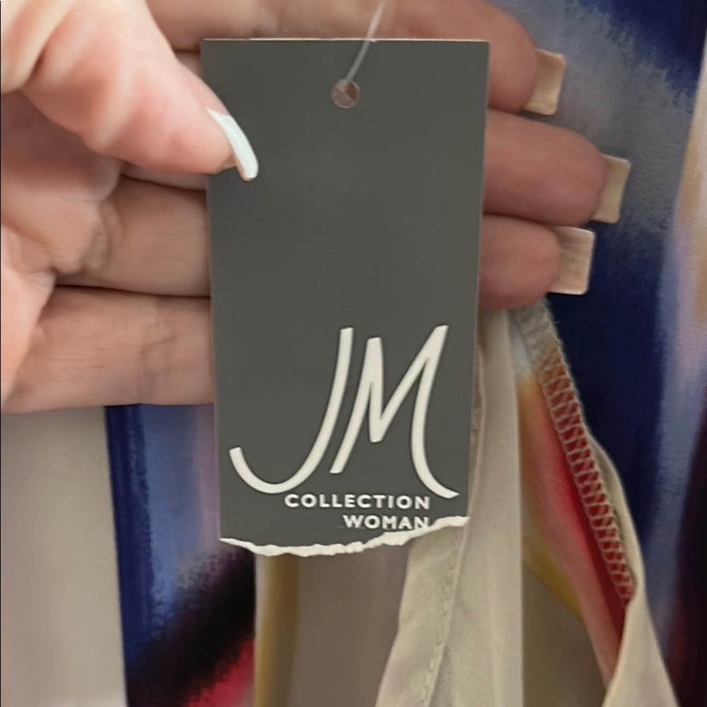 JM Collection Multicolor Abstract Blouse NWT 3X - Picture 6 of 7